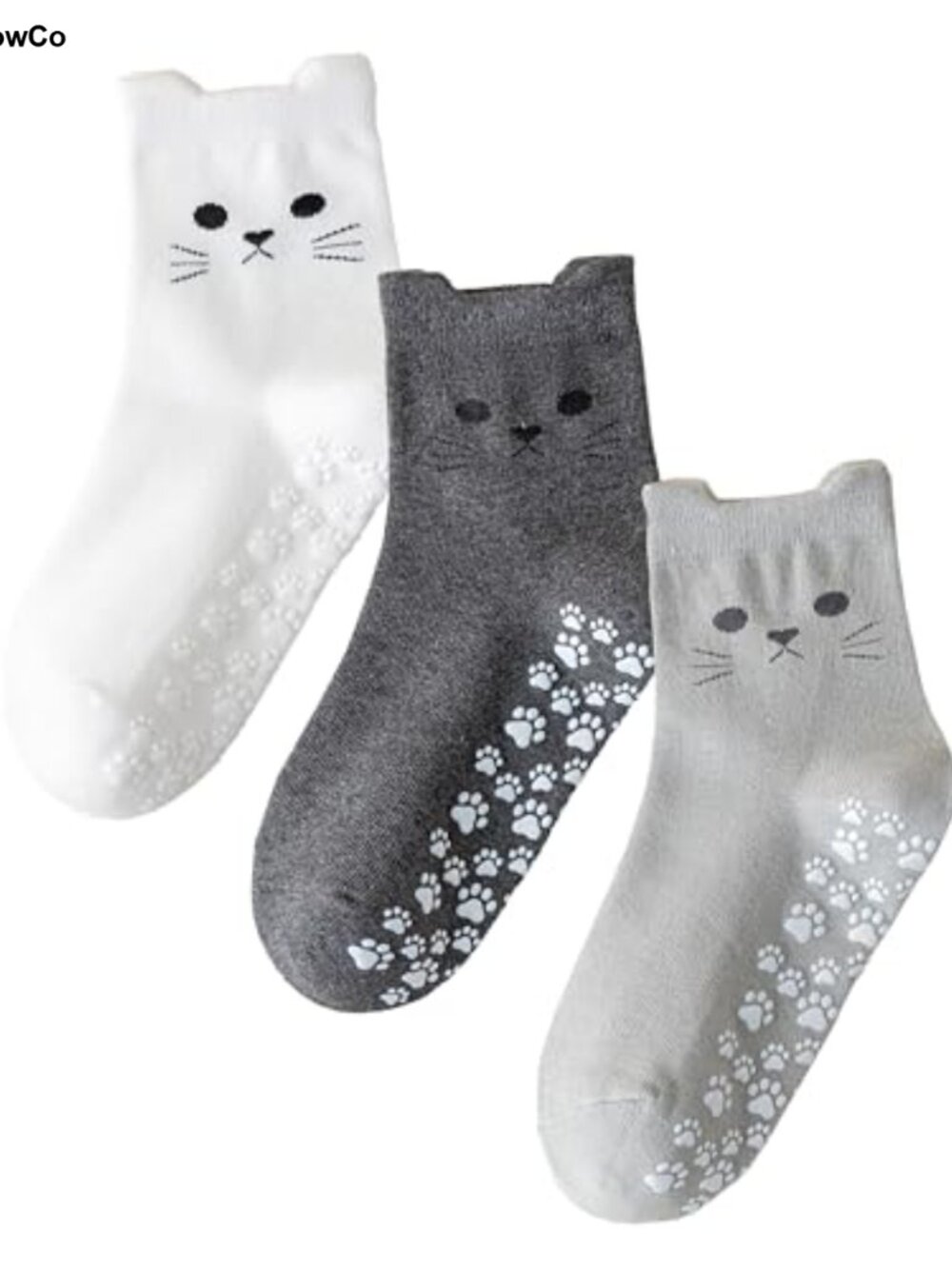 Cute Cat Paw Non Slip Grip Socks for Women, Pilates Yoga Barre Socks with